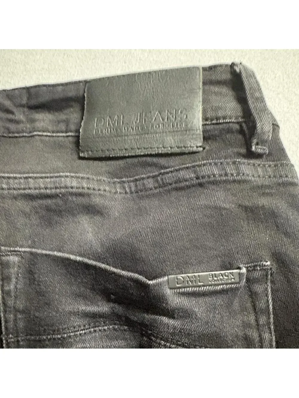 DML Jeans Mens 30x30 Black Moto Biker Denim Slim Straight Leg Pants